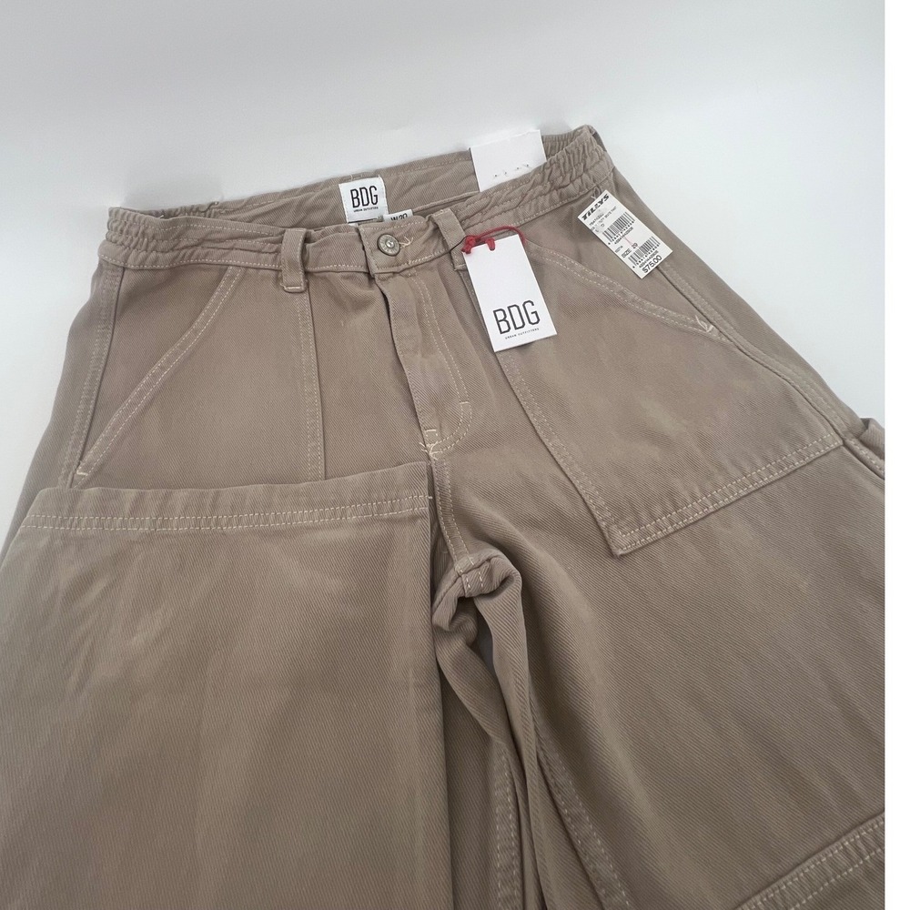 BDG Urban Outfitters Skater High Rise Utility Straight Leg Pants Tan 29W 32L NWT